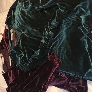 Apostrophe Womens Large Set of 2 crushed velvet looking Long Sleeve shirts set